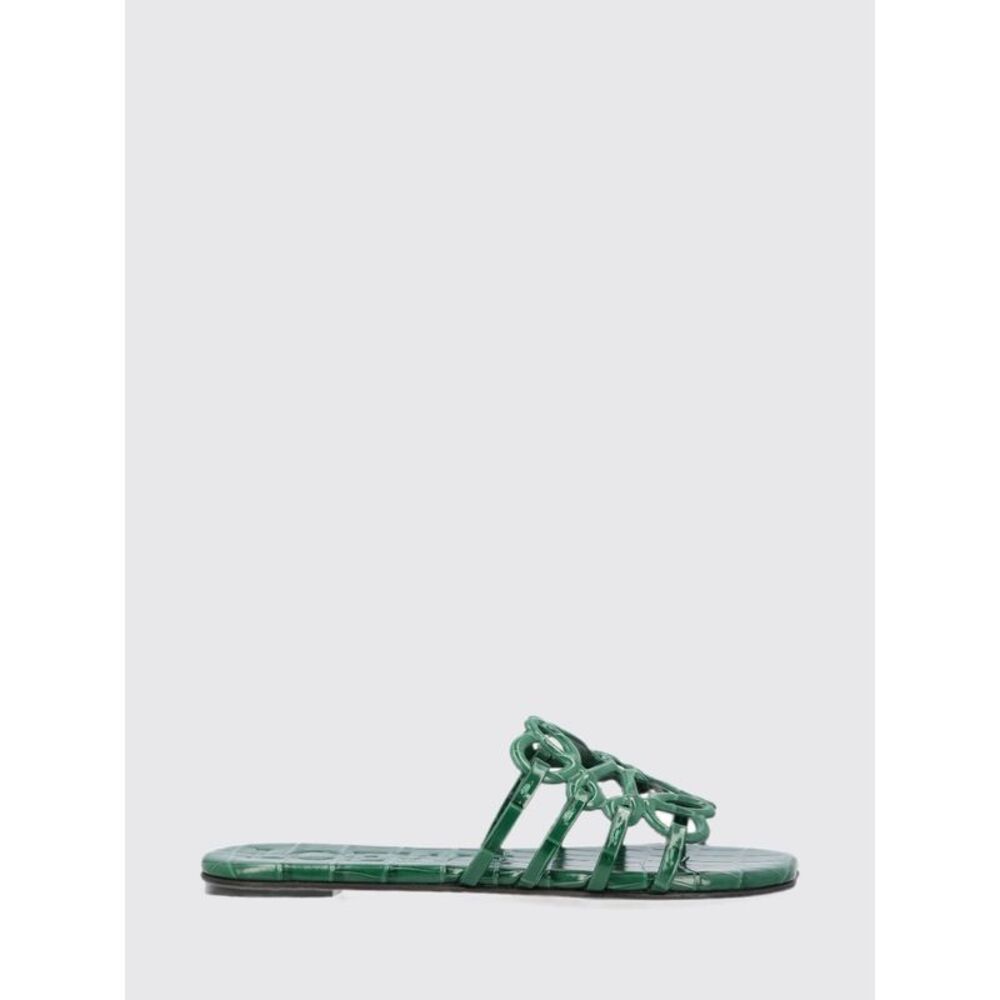 Loewe Women Anagram Petal Croc-Effect Leather Mule Sandals Loewe